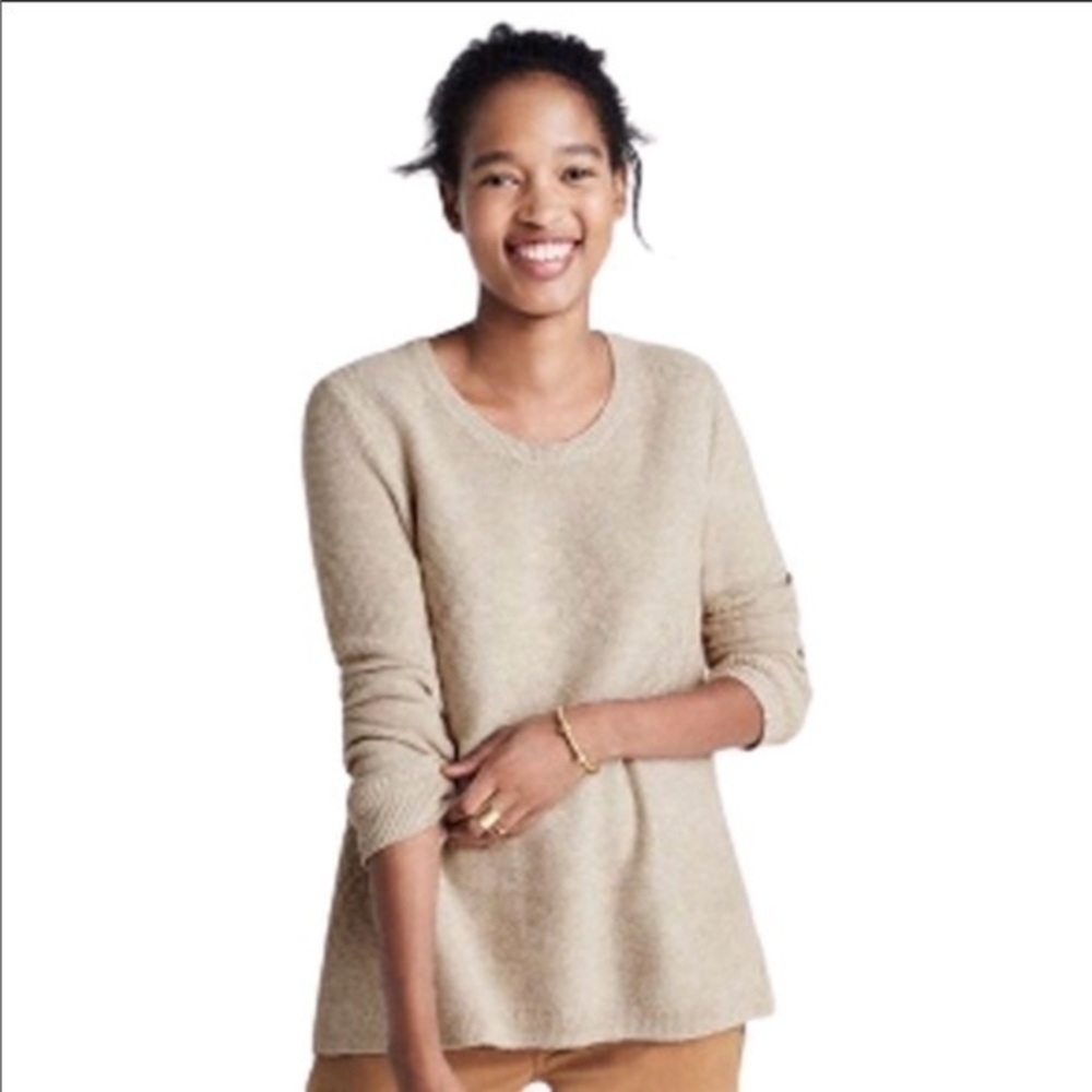 Madewell riverside texture high lo sweater oatmeal